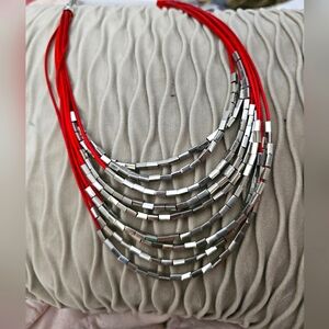 Elegant Red and Silver Necklace